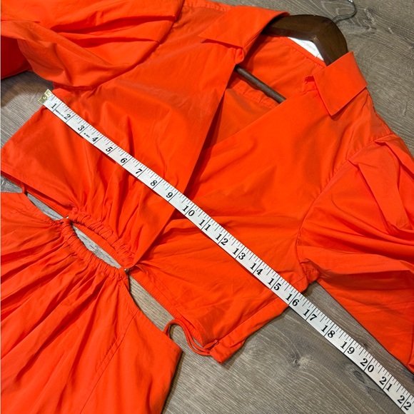 Jonathan Simkhai Orange Mini Dress with Puff Sleeves-Size S - Picture 11 of 13